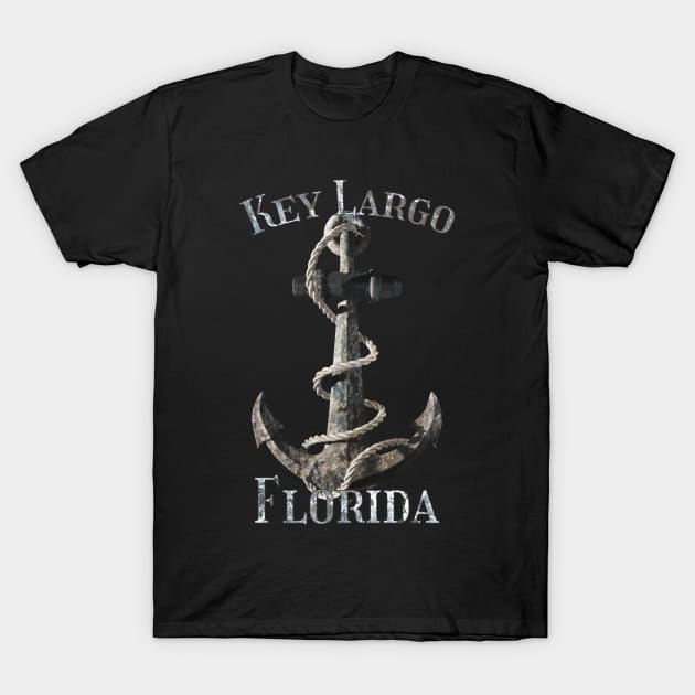 Key Largo Florida Vacation Nautical Anchor Sailing T-Shirt by macdonaldcreativestudios